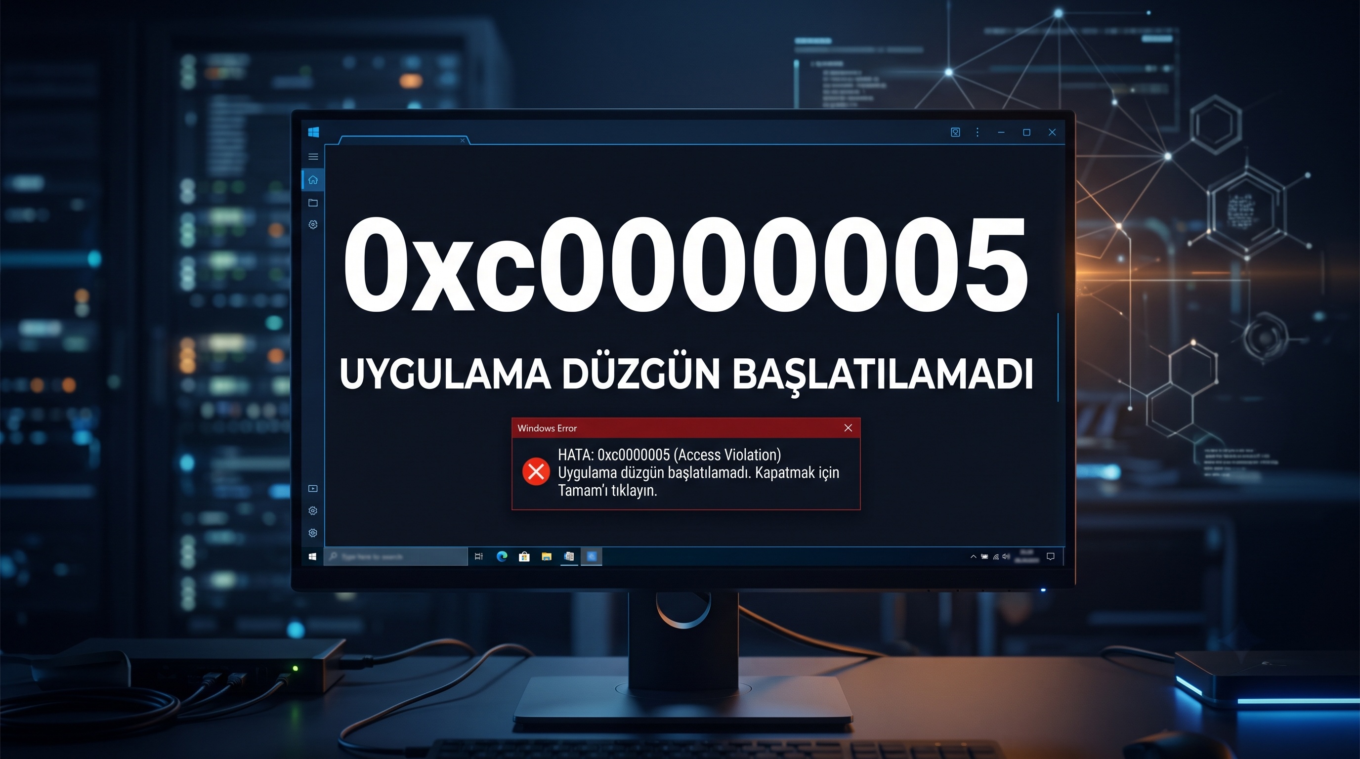Windows 10 ve Windows 11’de 0xc0000005 uygulama düzgün başlatılamadı hatasını gösteren hata çözüm görseli